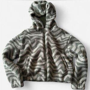 Wild Rose Green and White Teddy Jacket